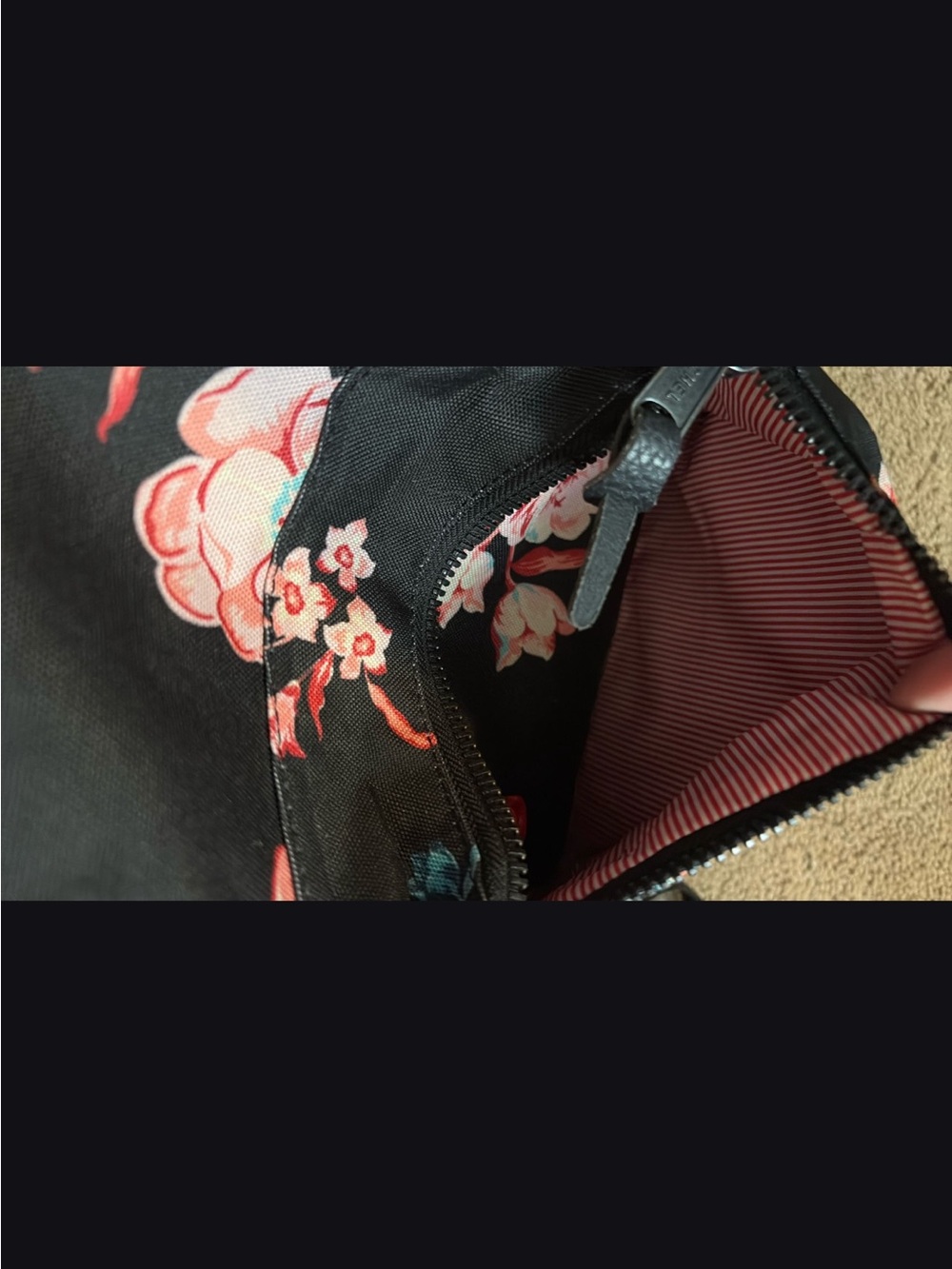 Herschel Floral Print Backpack - Black with Pink & Teal Blooms - Picture 4 of 4